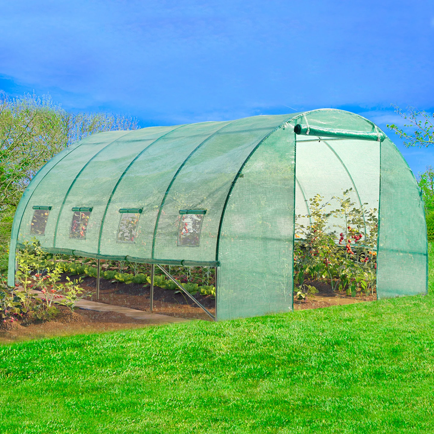 Serre tunnel de jardin 4 saisons 12M² verte gamme maraîchère ZEBRA 4x3M