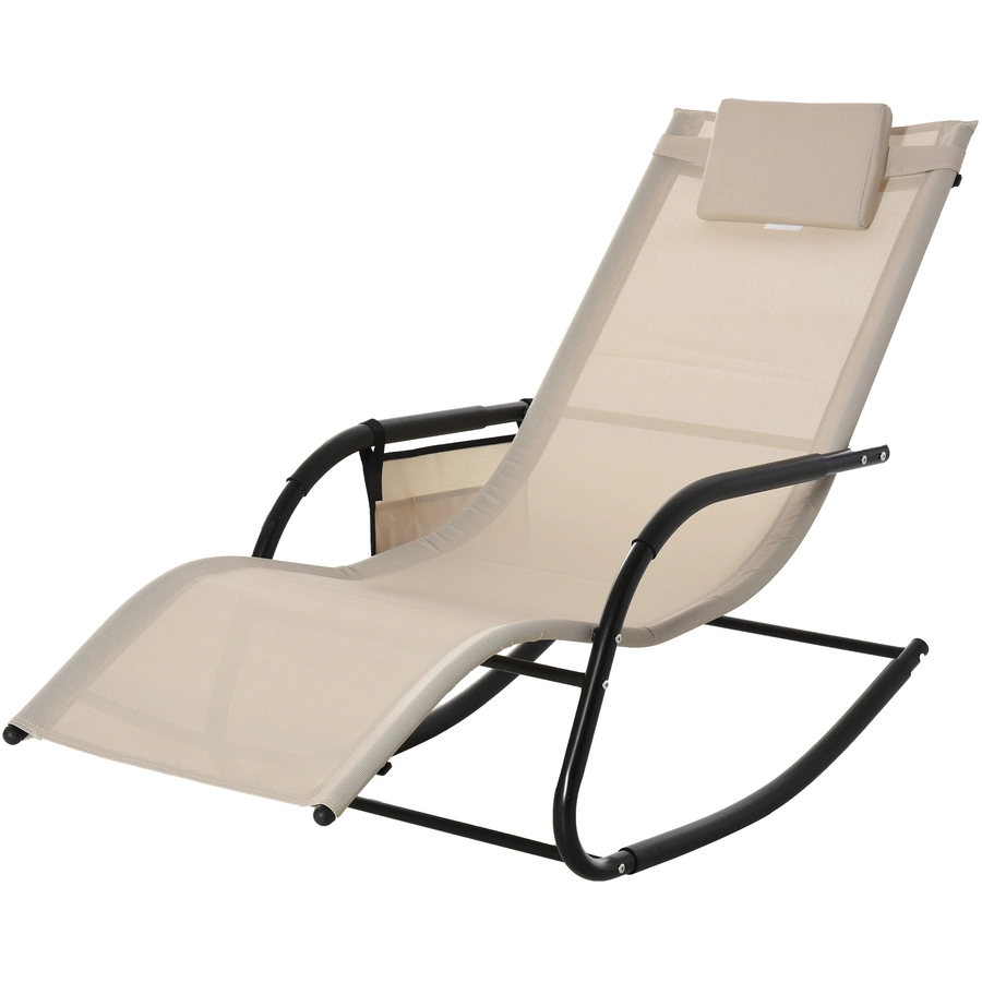 Outsunny Schaukelstuhl atmungsaktive Mesh-Gewebe beige