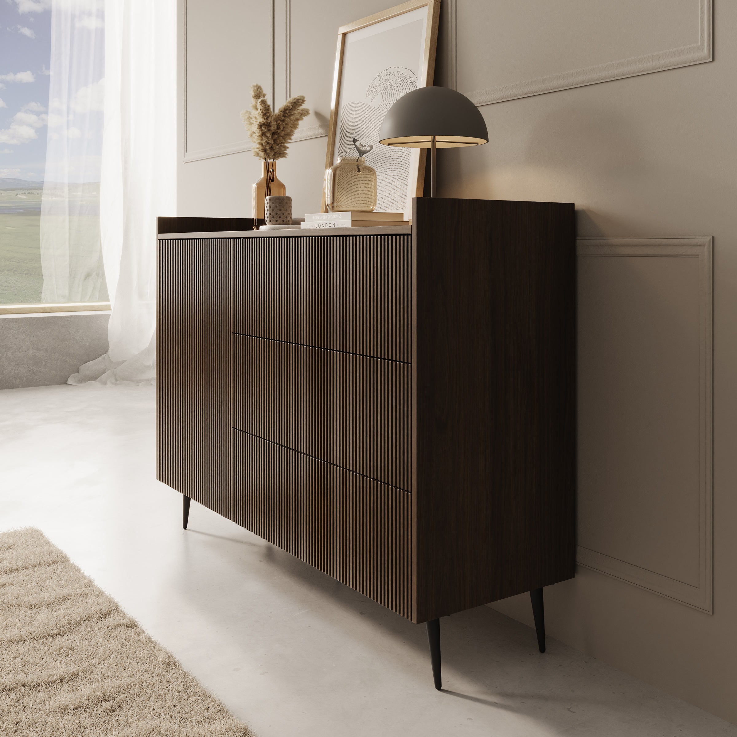 Meubella - Asty - Dressoir - Donker eiken - 126x41x92 cm