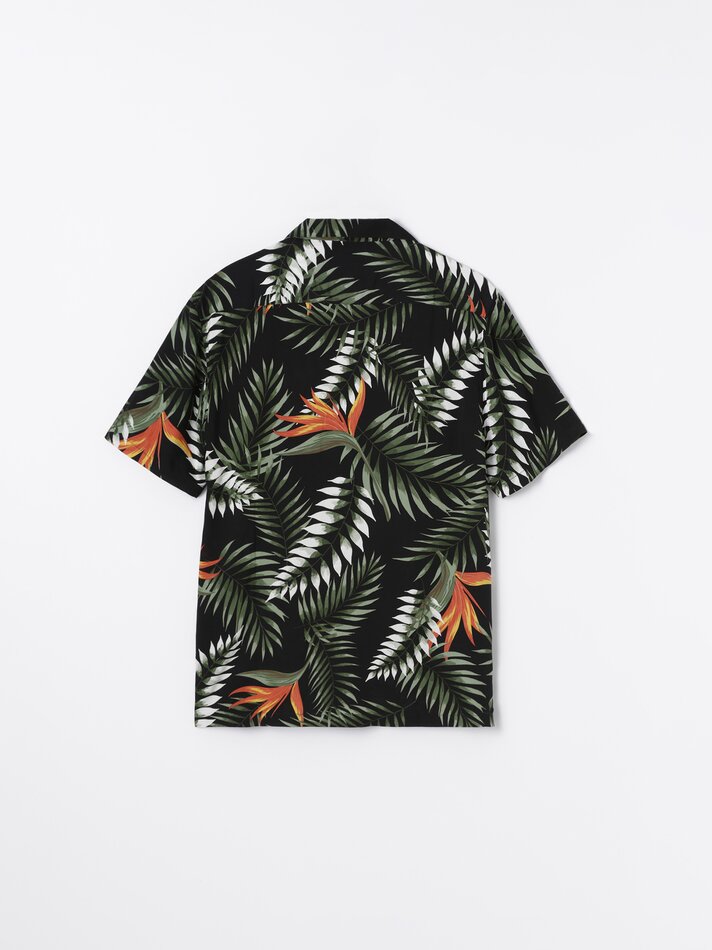Camisa de manga curta em viscose estampada - Marengo