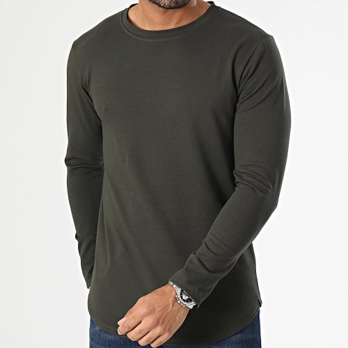 Lot De 2 Tee Shirts Manches Longues Noir Vert Kaki