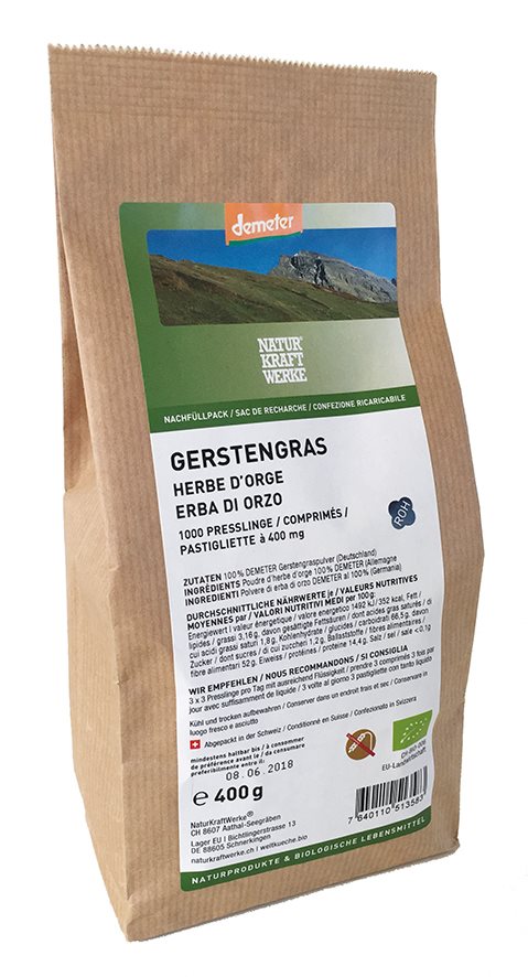NATURKRAFTWERKE Gerstengras Presslinge à 400mg Tabl Demeter 1000 Stk