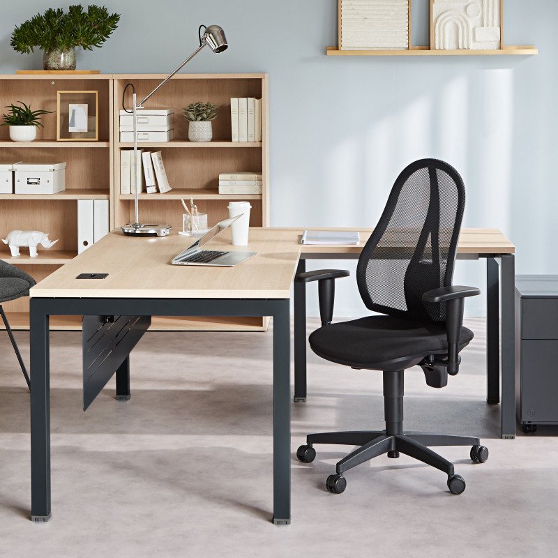 Bureau d'angle Arko L 160 x P 160 cm piètement métal