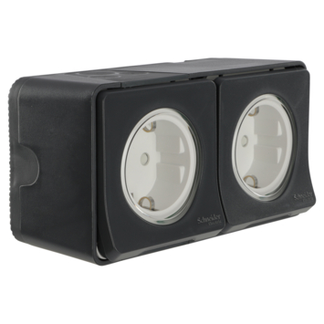 Schneider Electric Mureva Styl wandcontactdoos 2-voudig horizontaal IP55 antraciet