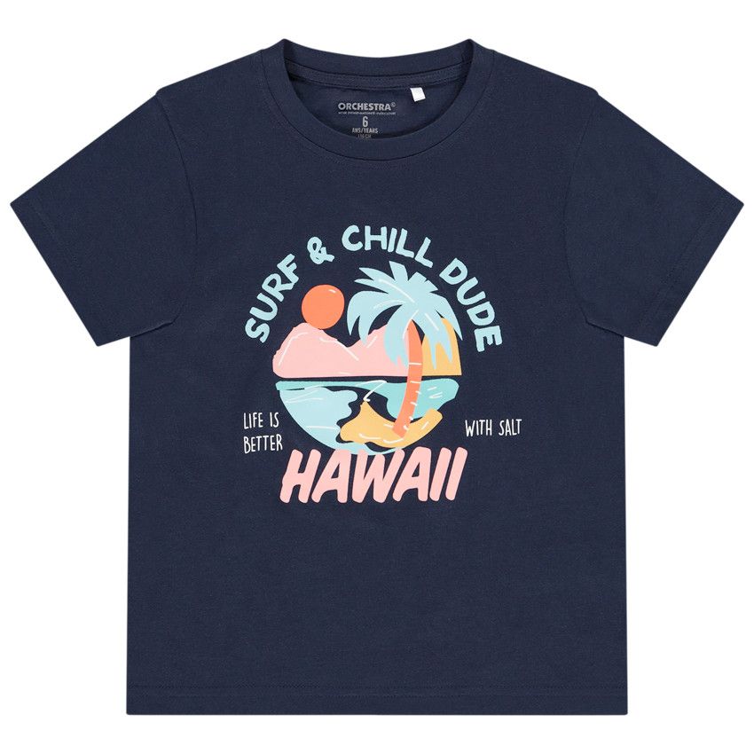 T-shirt manches courtes print fantaisie pour garçon - Bleu marine