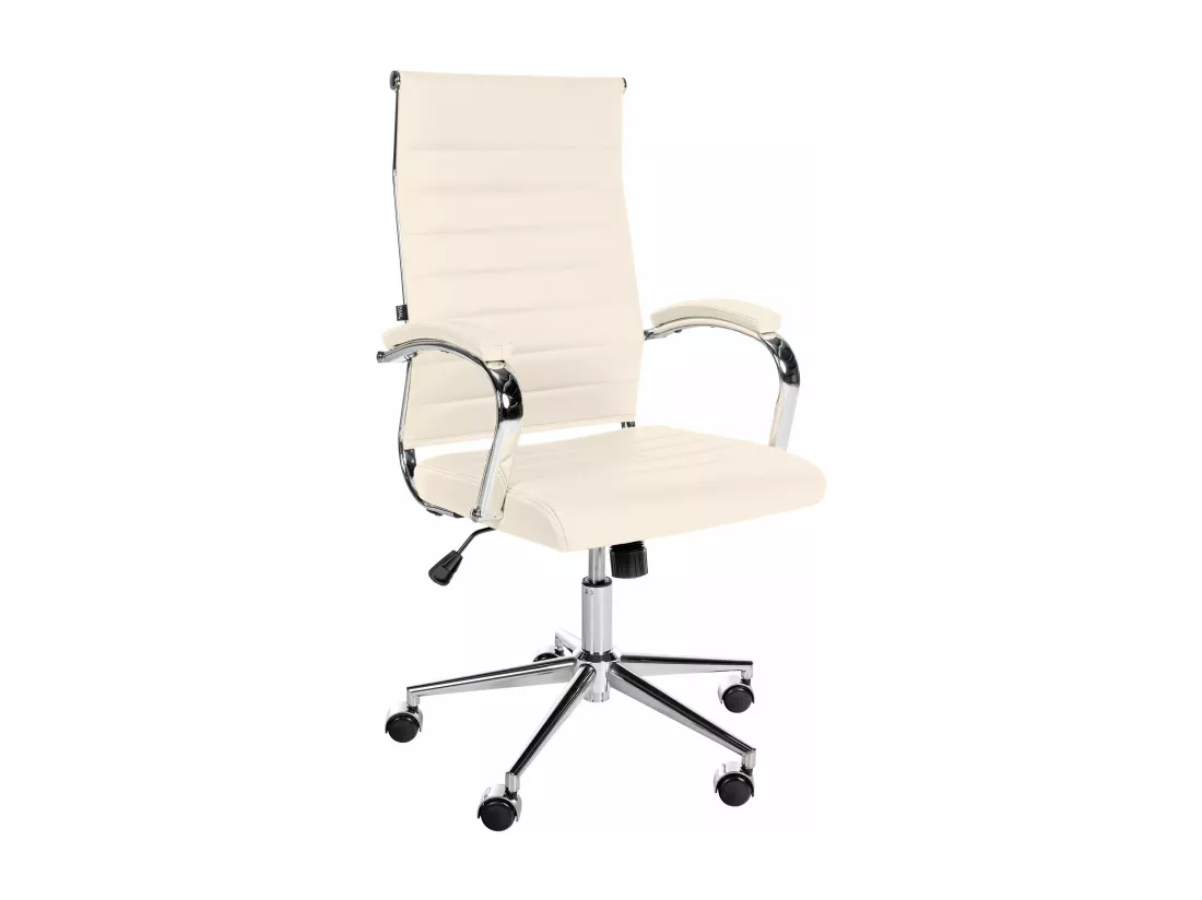 Chaise de bureau - Véritable cuir & Blanc - Crème - Mollis