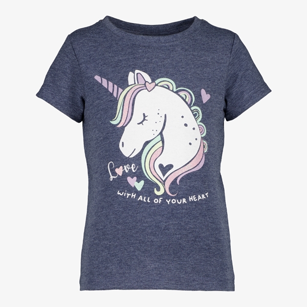 TwoDay meisjes T-shirt zwart/grijs met eenhoorn