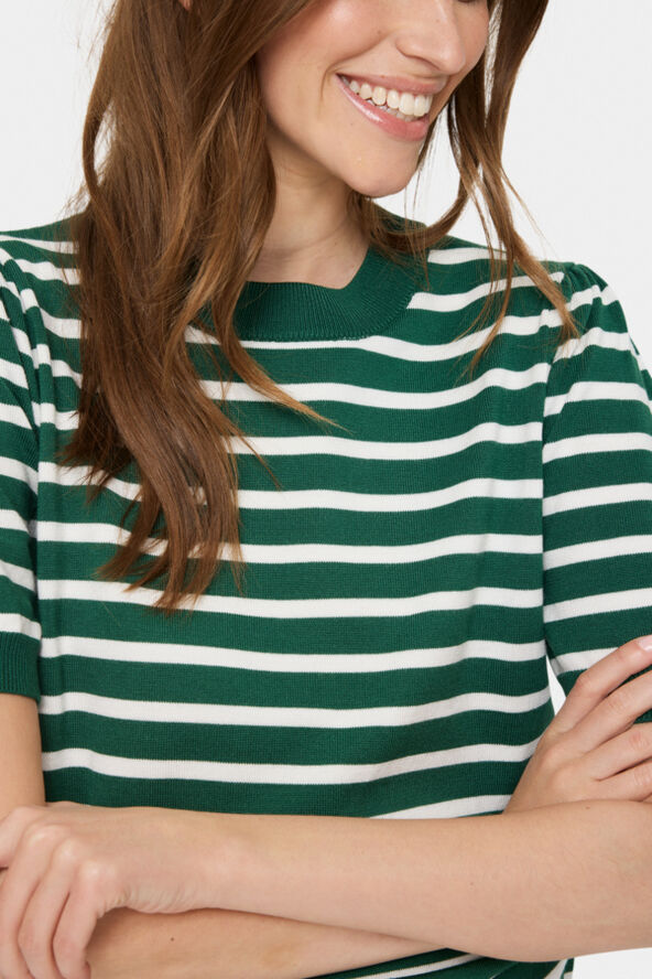 Saint Tropez MilaSZ Striped SS Pullover Frosty spruce