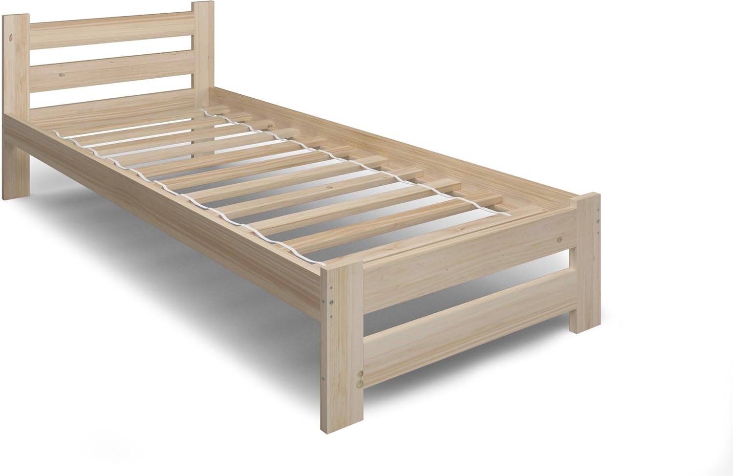Home Collective Holzbett 90x200 cm mit Lattenrost Modern Bett Kiefer Massiv Bettgestell Einzelbett Massivholzbett Klassisch Komfortabel & Langlebig Skandinavisch Boho Landhaus Kopfteil mittel Natur