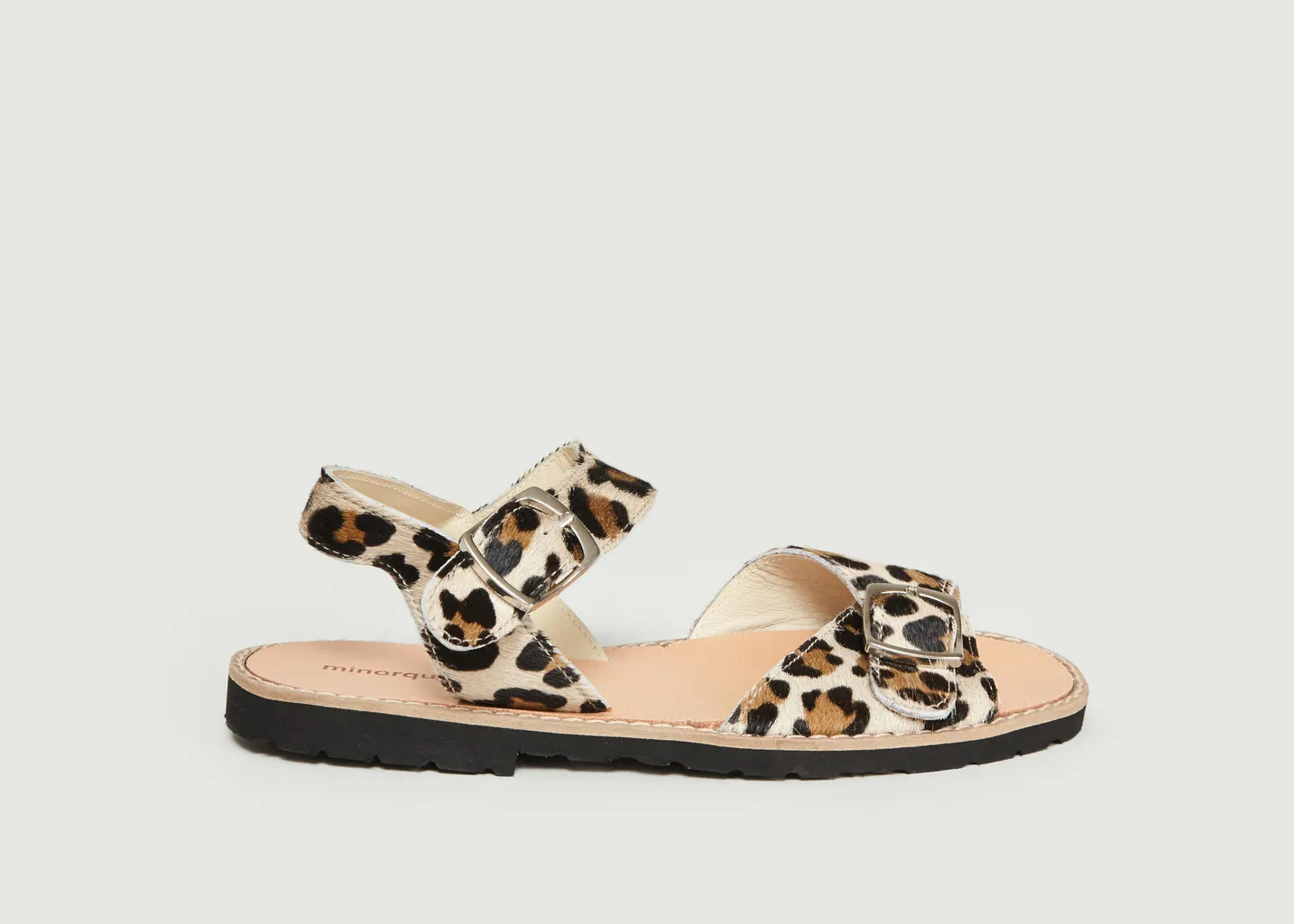 Sandales à Boucles Avarca en Cuir Façon Léopard Minorquines