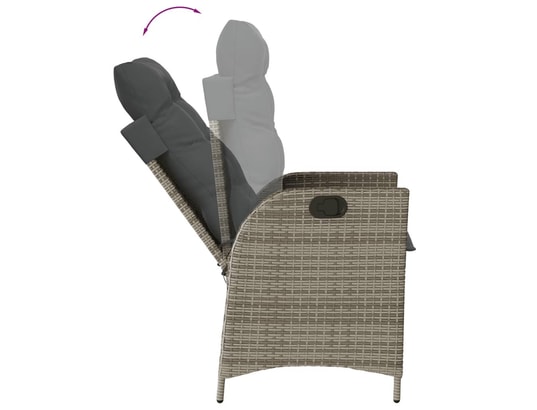VIDAXL - Fauteuil Chaises inclinables de jardin lot de 2 et coussins gris roti...