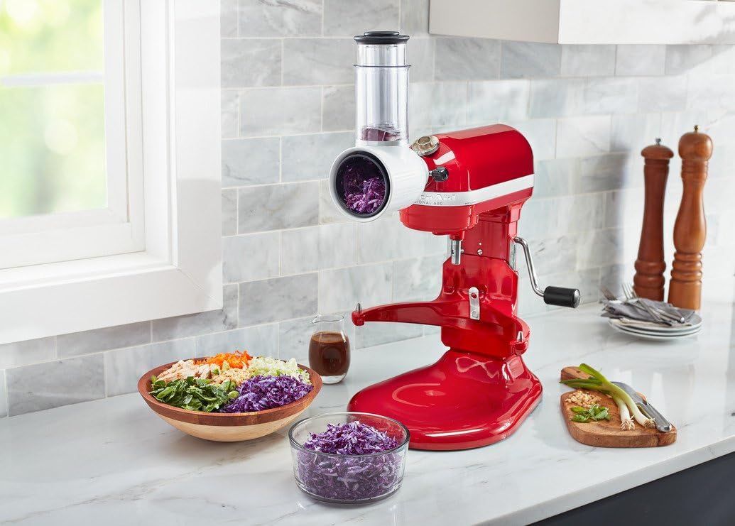 Kitchenaid KSMVSA+KSMEMVSC Gemüseschneider Set, Edelstahl, Silber, Weiß, 7- teilig