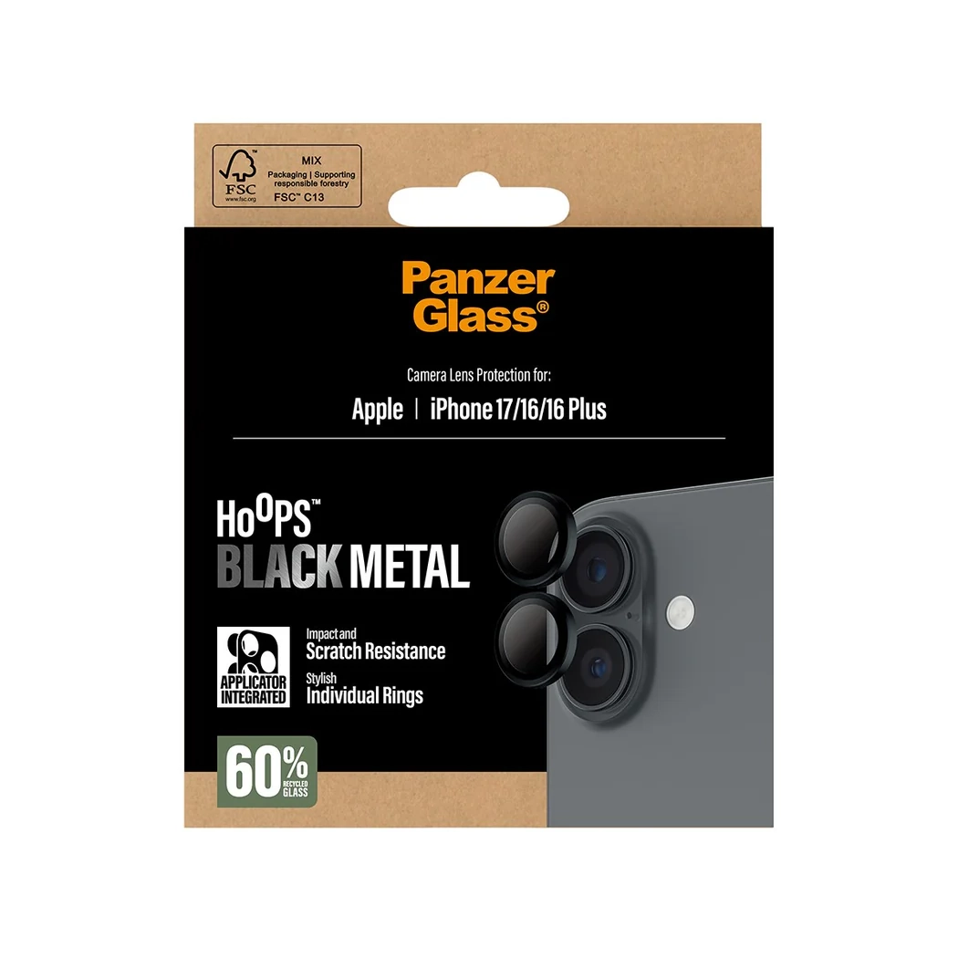 Hoops iPhone 17 Kameraschutz Objektiv Ring Protector Abdeckung (PG55024) - Schwarz