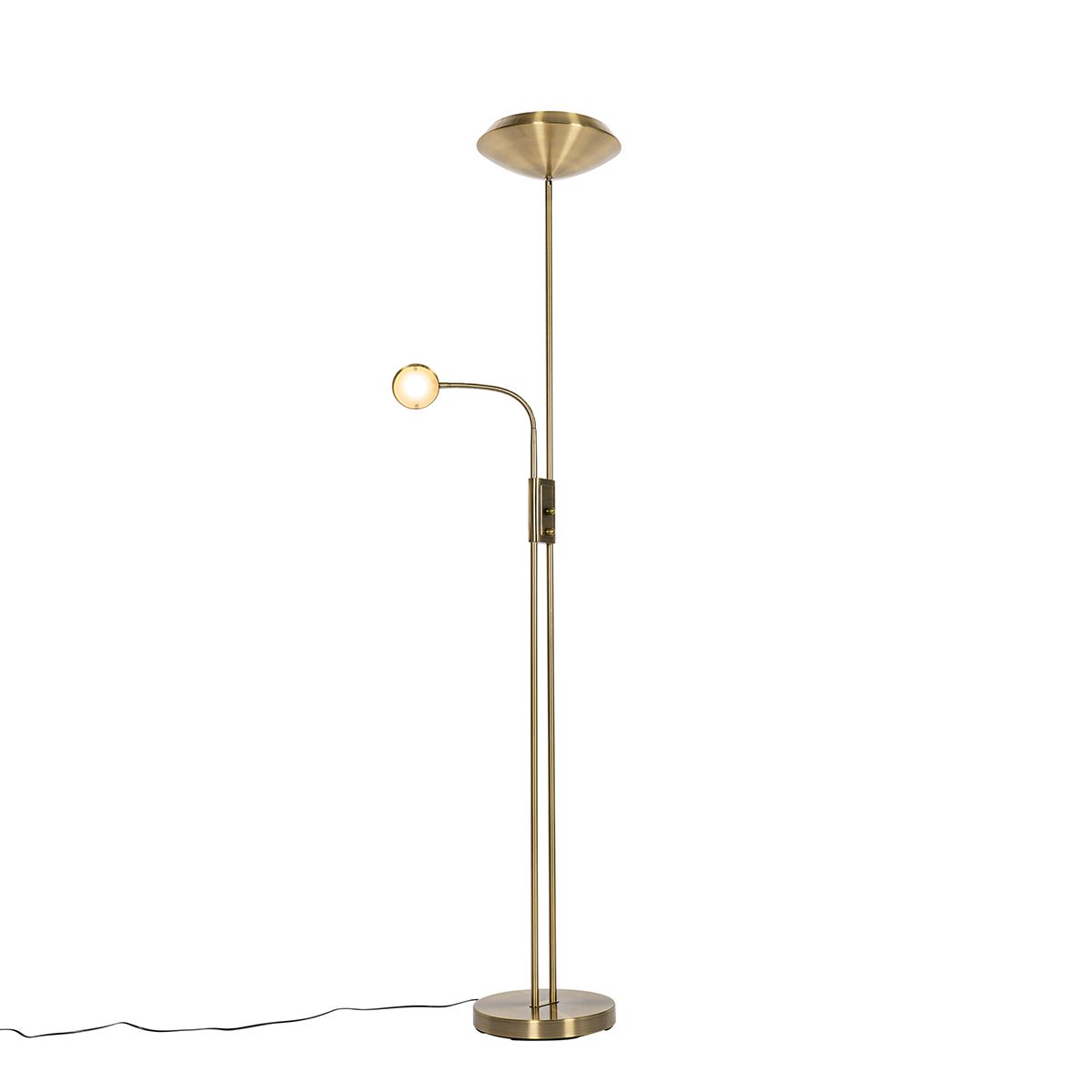 Vloerlamp brons incl. LED en dimmer met leeslamp - Fez