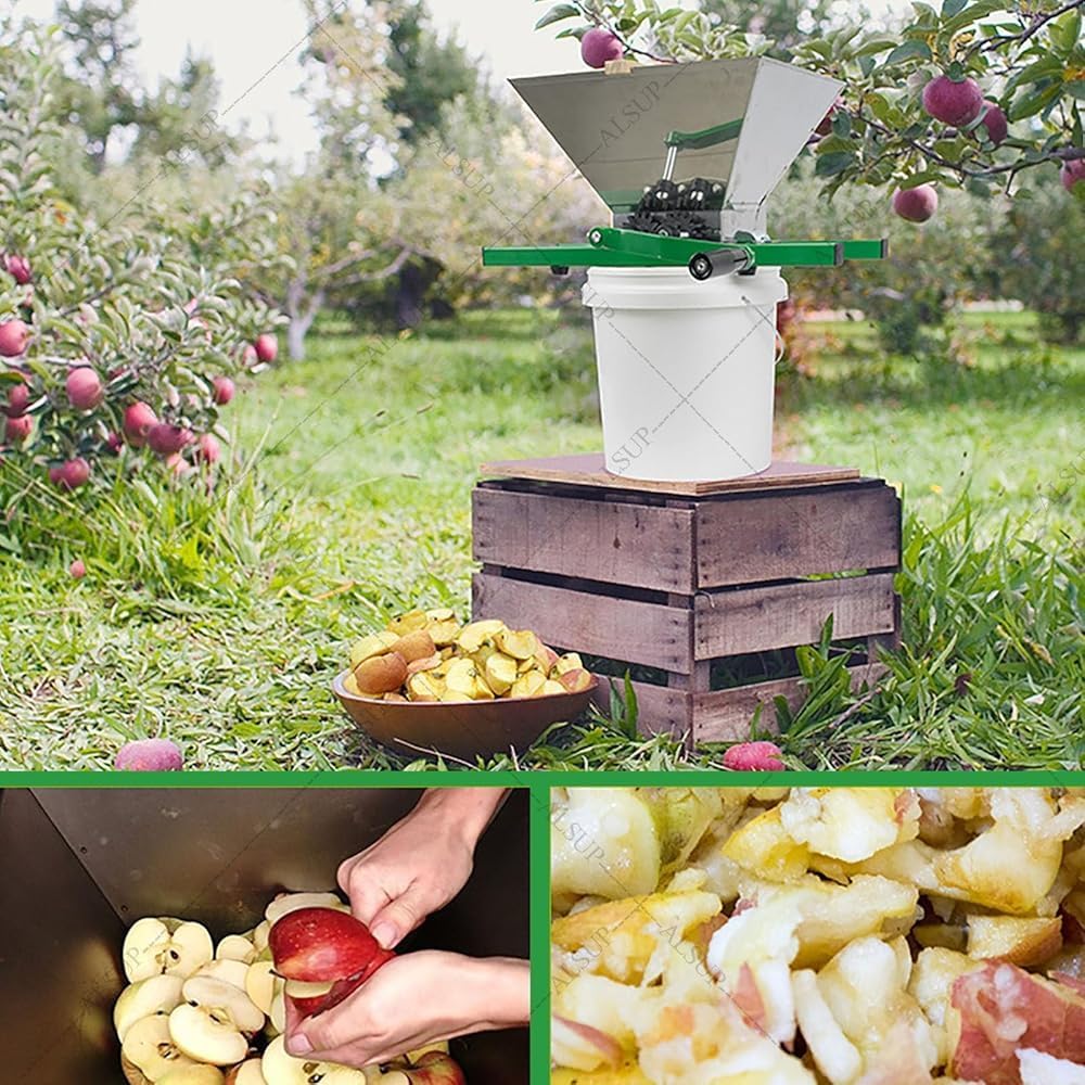 Fruchtmühle Manuell, Obstmühle Eco, 7 L Edelstahl-Trichter, Robust & Leicht zu Reinigen für Äpfel & Birnen, Obstschneider für Cider & Fruchtsaft of