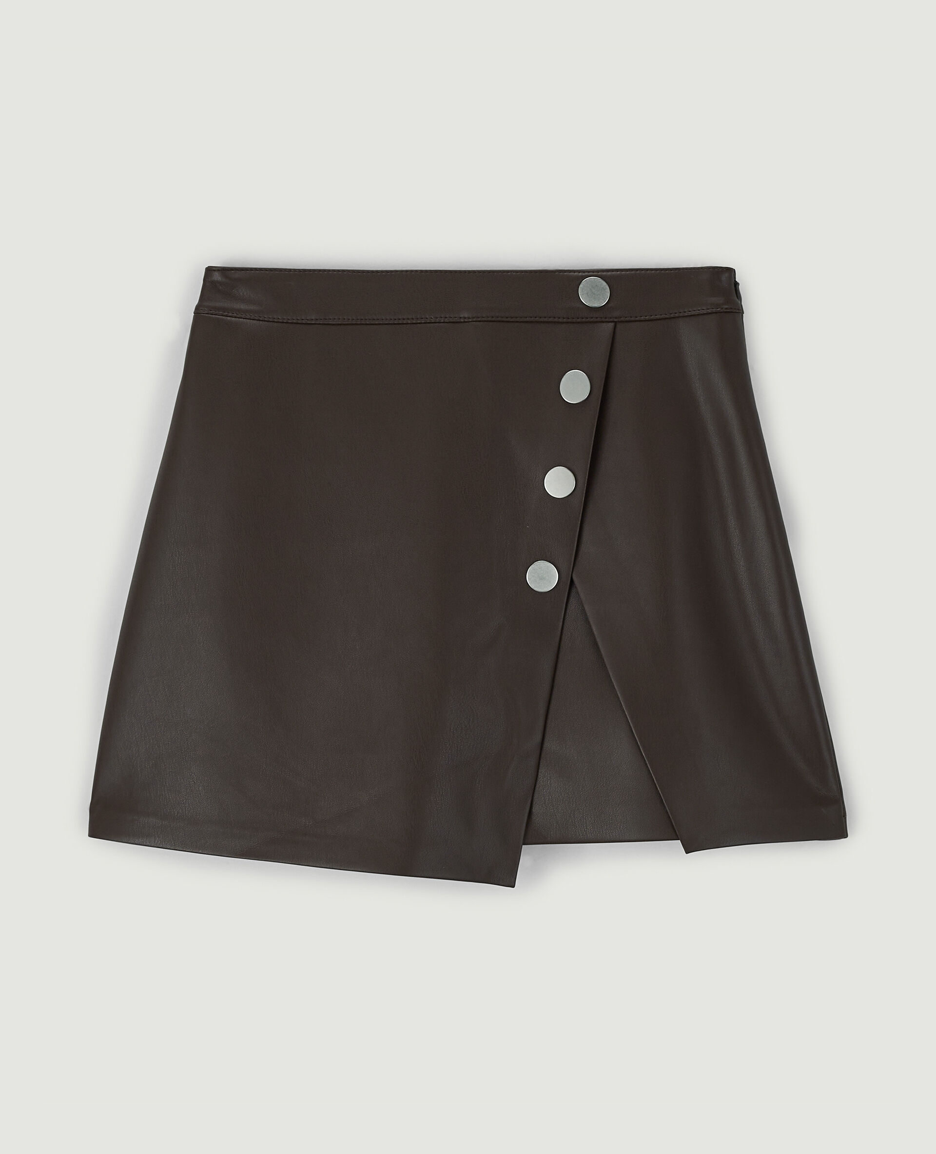 Jupe-short en simili cuir - Marron