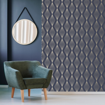 Vliesbehang Marquise Geo donkerblauw (111312)