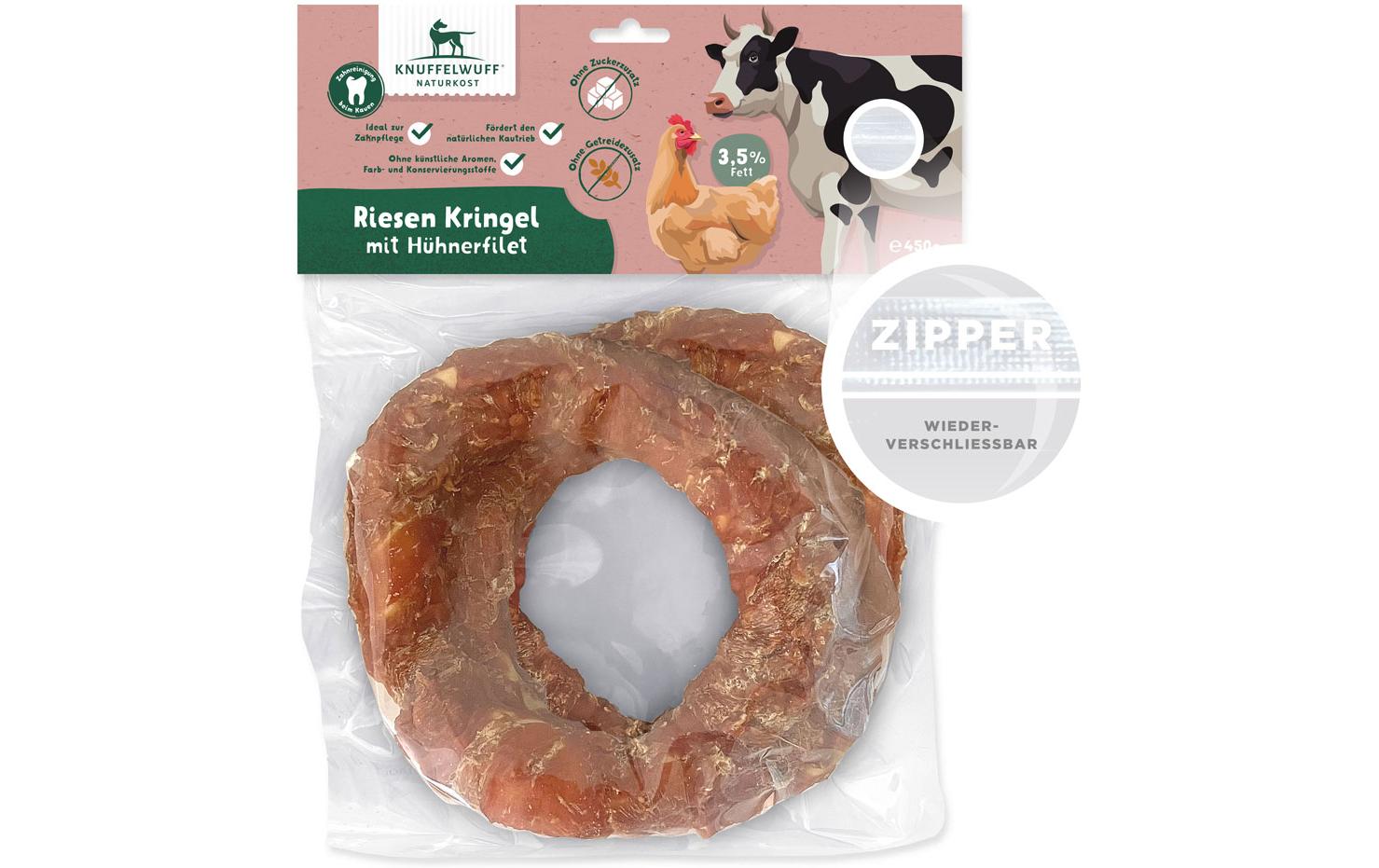 Kausnack Riesen-Kringel mit Hühnerfilet 2 Stück ca. 450 gKausnack für Hunde
