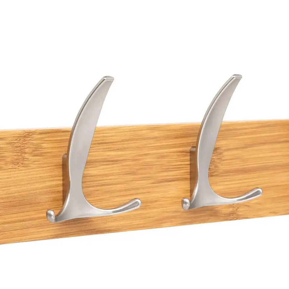 5Five Kapstok - 4 ophang haken - RVS - naturel/zilver - 45 x 10cm