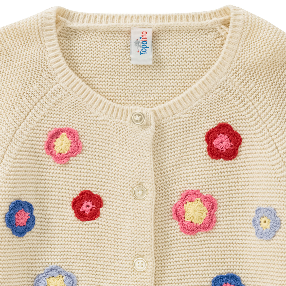 Topolino Mädchen Strickjacke mit Blumen-Applikation creme