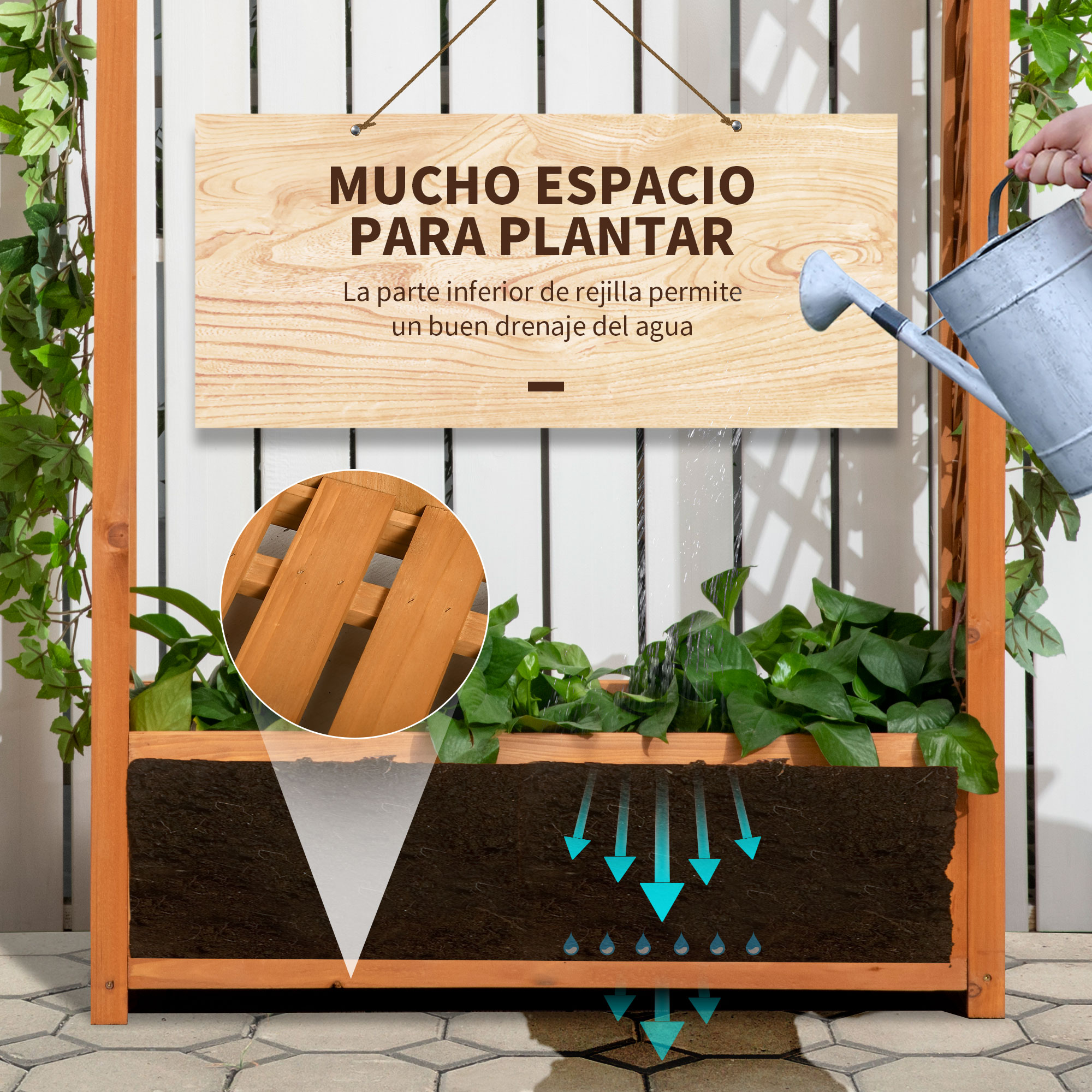 Vaso de treliça Outsunny com arco, suporte para plantas trepadeiras, flores, decoração de jardim, terraço, varanda, 83x36x152 cm, natural
