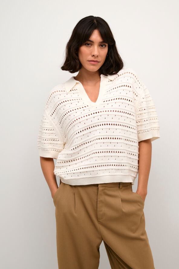 Kaffe KAjolie Polo Knit Pullover Chalk
