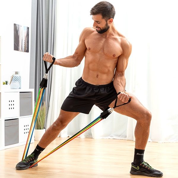 InnovaGoods Conjunto de Elásticos de Resistência com Acessórios e Guia de Exercícios Rebainer
