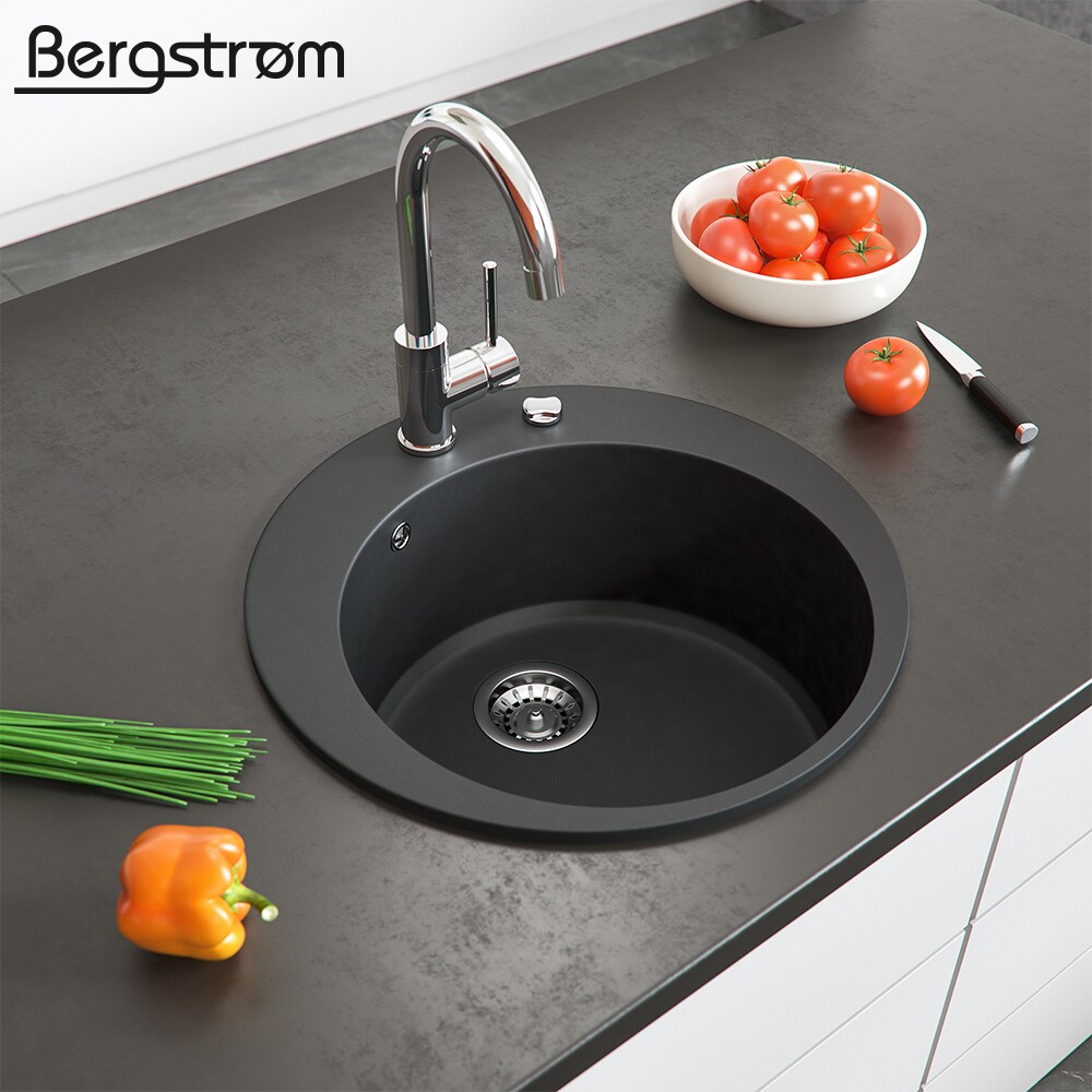 Granit Spüle Küchenspüle Einbauspüle Spülbecken+Drehexcenter+Siphon Schwarz