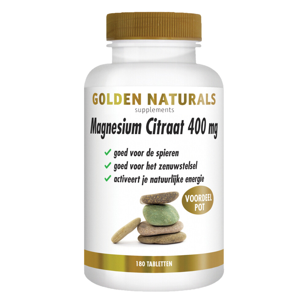 Golden Naturals Magnesium Citraat 400mg Vegan180 tabletten