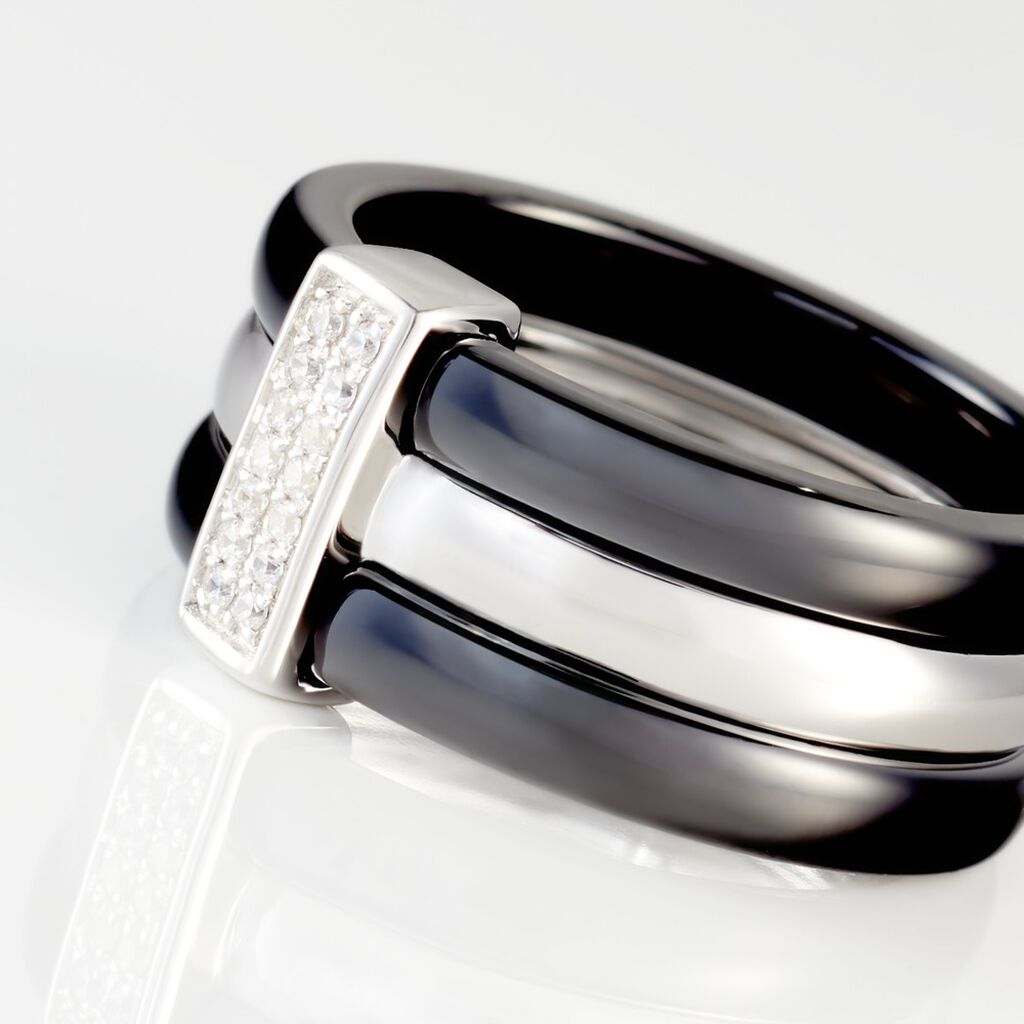 Bague Ceramik Design Argent Blanc Céramique Et Oxyde De Zirconium