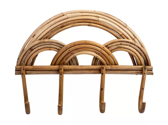 Cintre en rotin marron et bambou 38x7x26h cm
