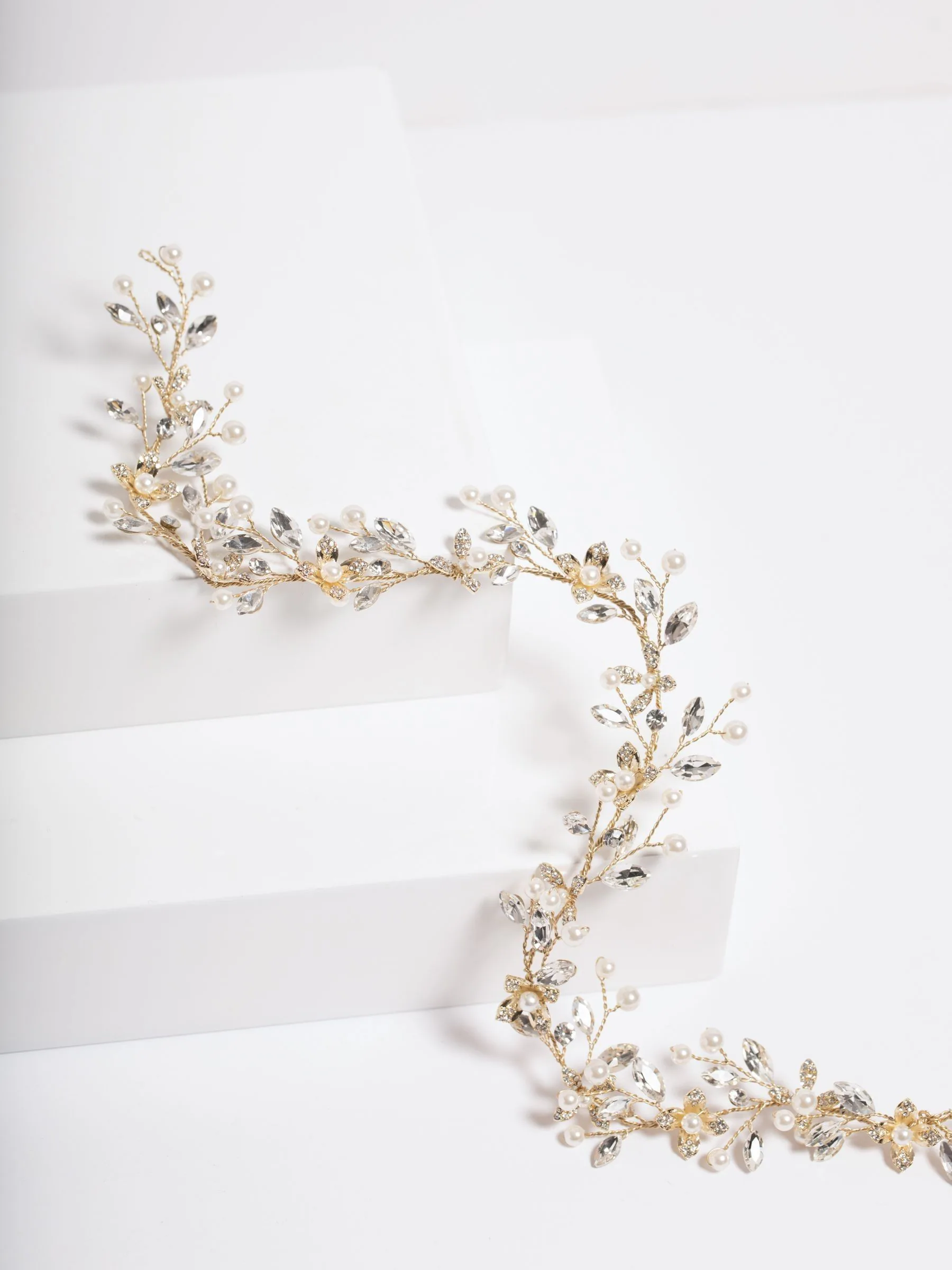 Jon Richard Pearl Crystal Floral Hair Vine