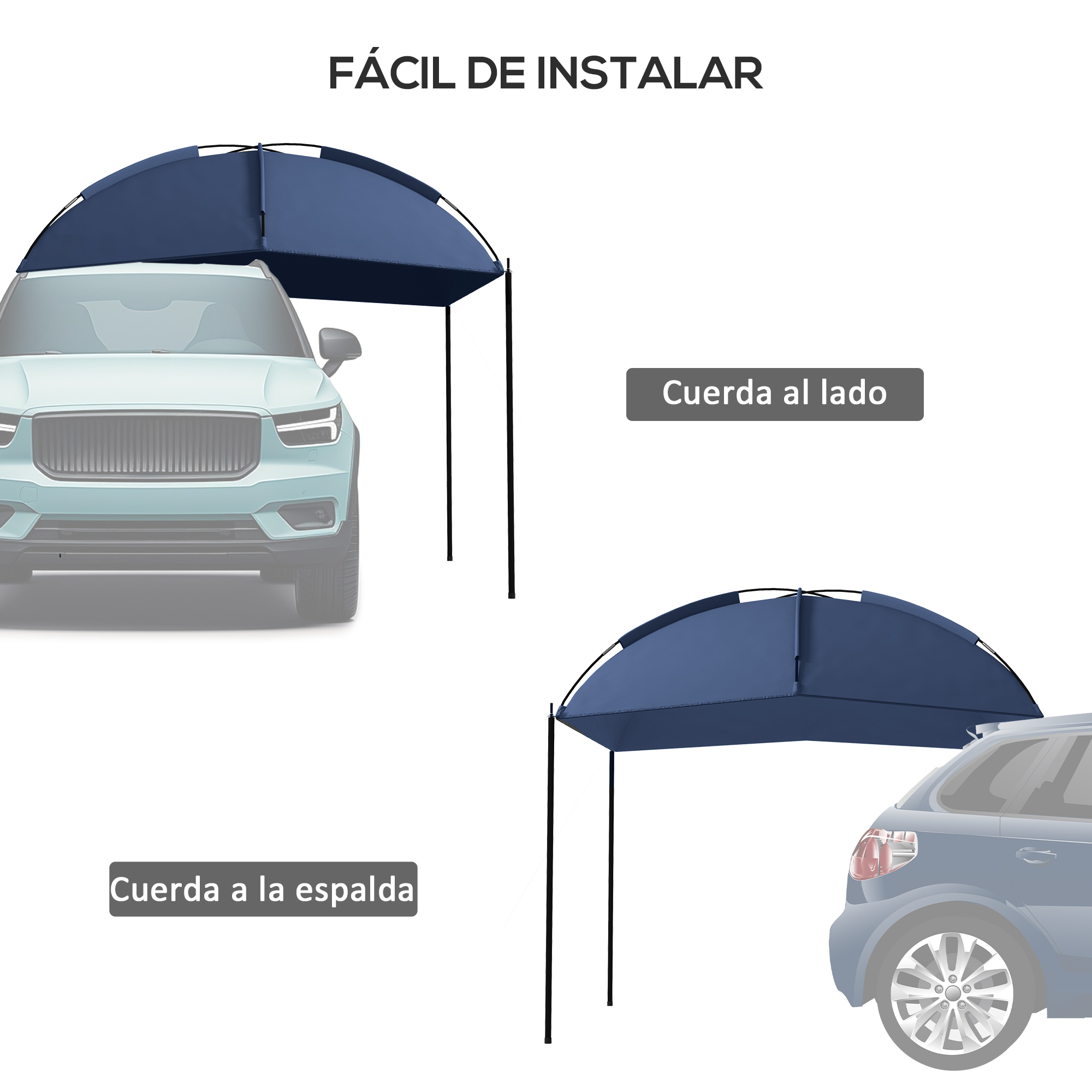 Toldo para carro Outsunny, toldo de camping com altura ajustável e bolsa de transporte, impermeável, resistente a raios UV, para piquenique e praia, 290x278x230-260 cm, azul escuro