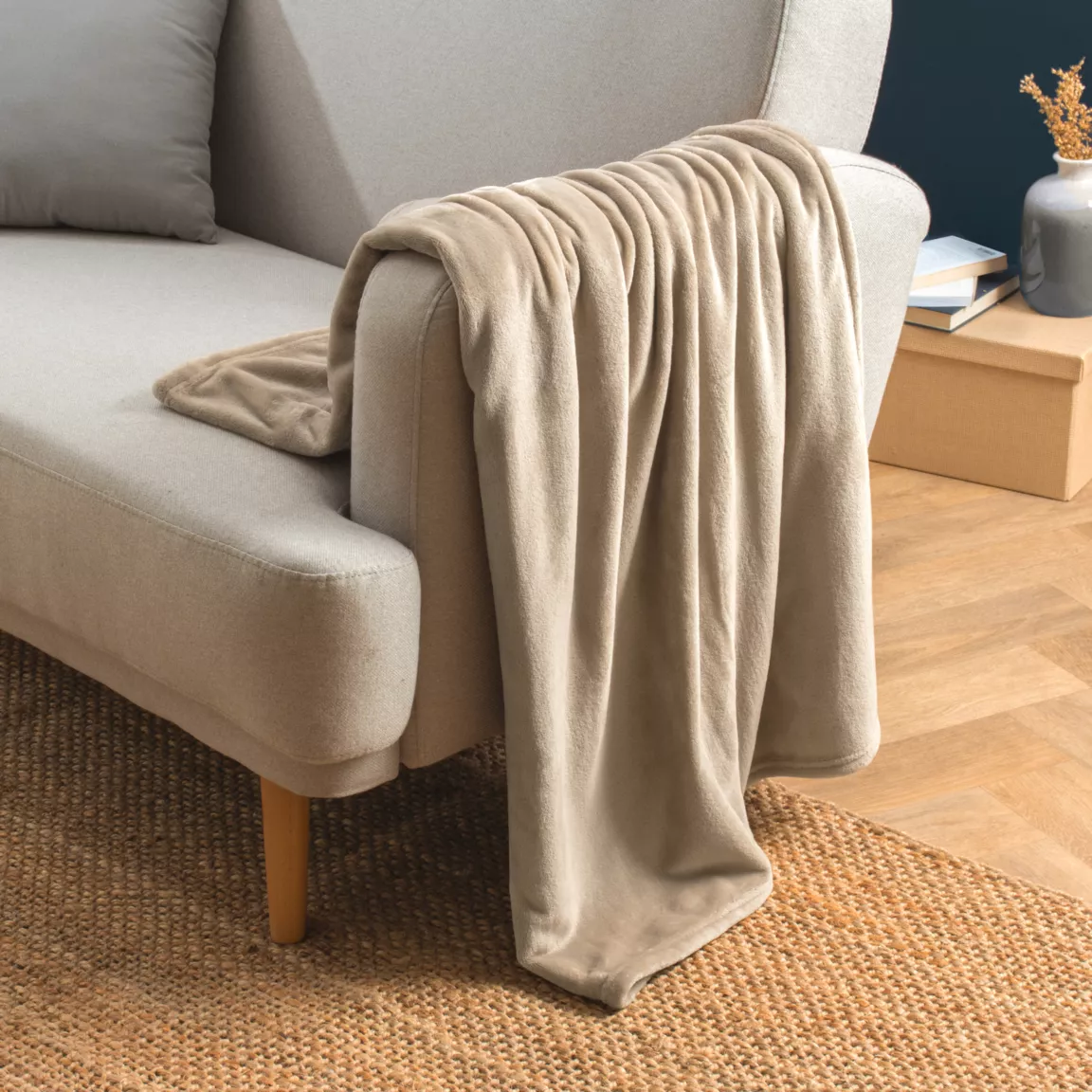 Plaid doux flanelle (125 x 150 cm) Didou Marron glacé