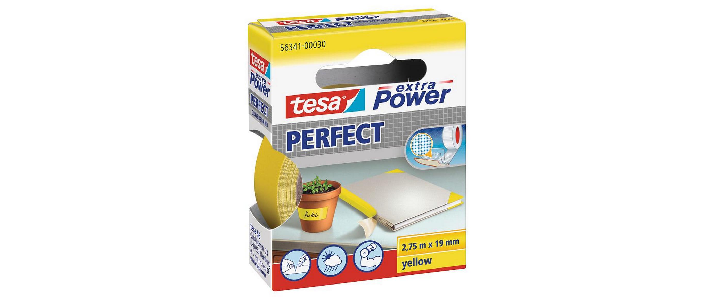 Klebeband extra Power Perfect 19 mm x 2.75 m, GelbGewebeband, 19 mm x 2.75 m, schwarz