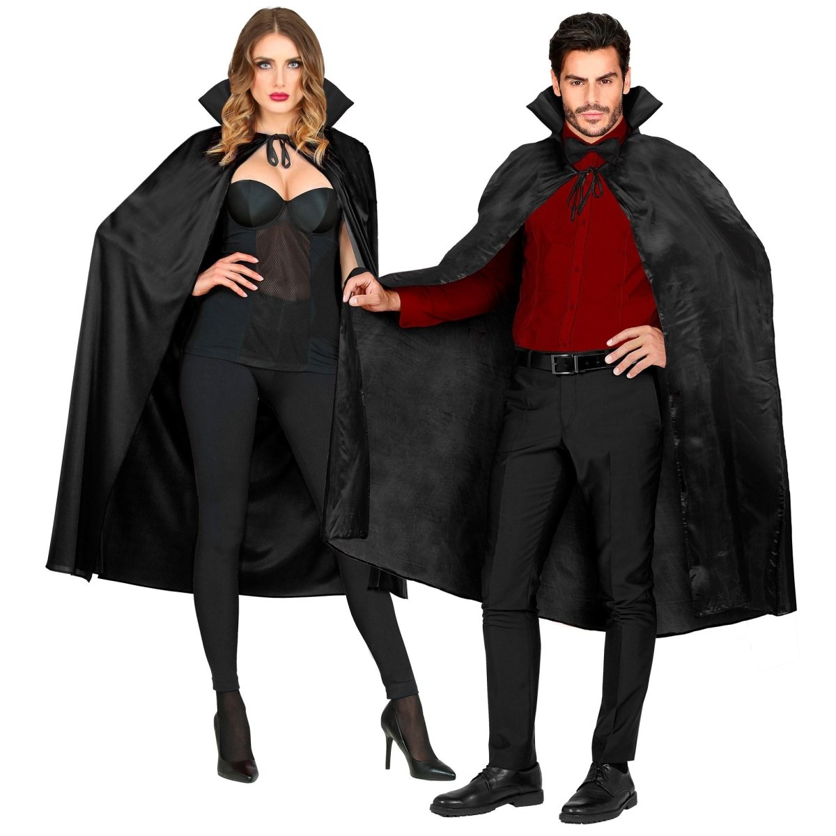 Halloween Cape Zwart Met Kraag 1,3m