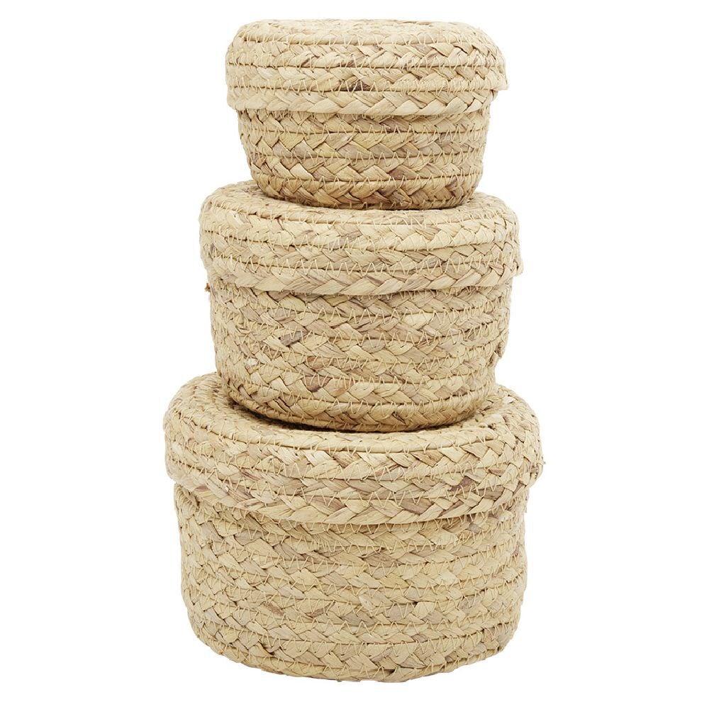 Panière ronde jonc tressé naturel x3