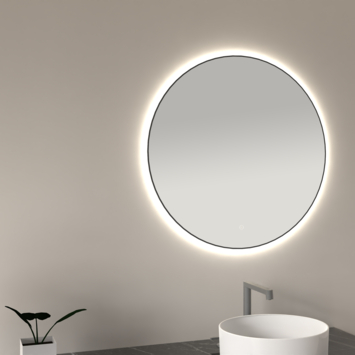 Marho Mavri badkamerspiegel verlichting dimbaar mat zwart Ø 100 cm