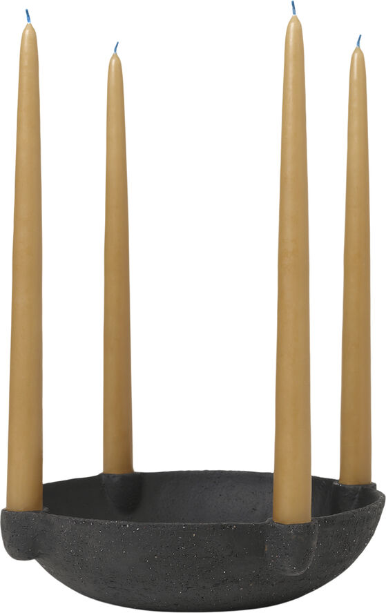 ferm LIVING Bowl Candle Holder - L - Ceramic Da Dark grey