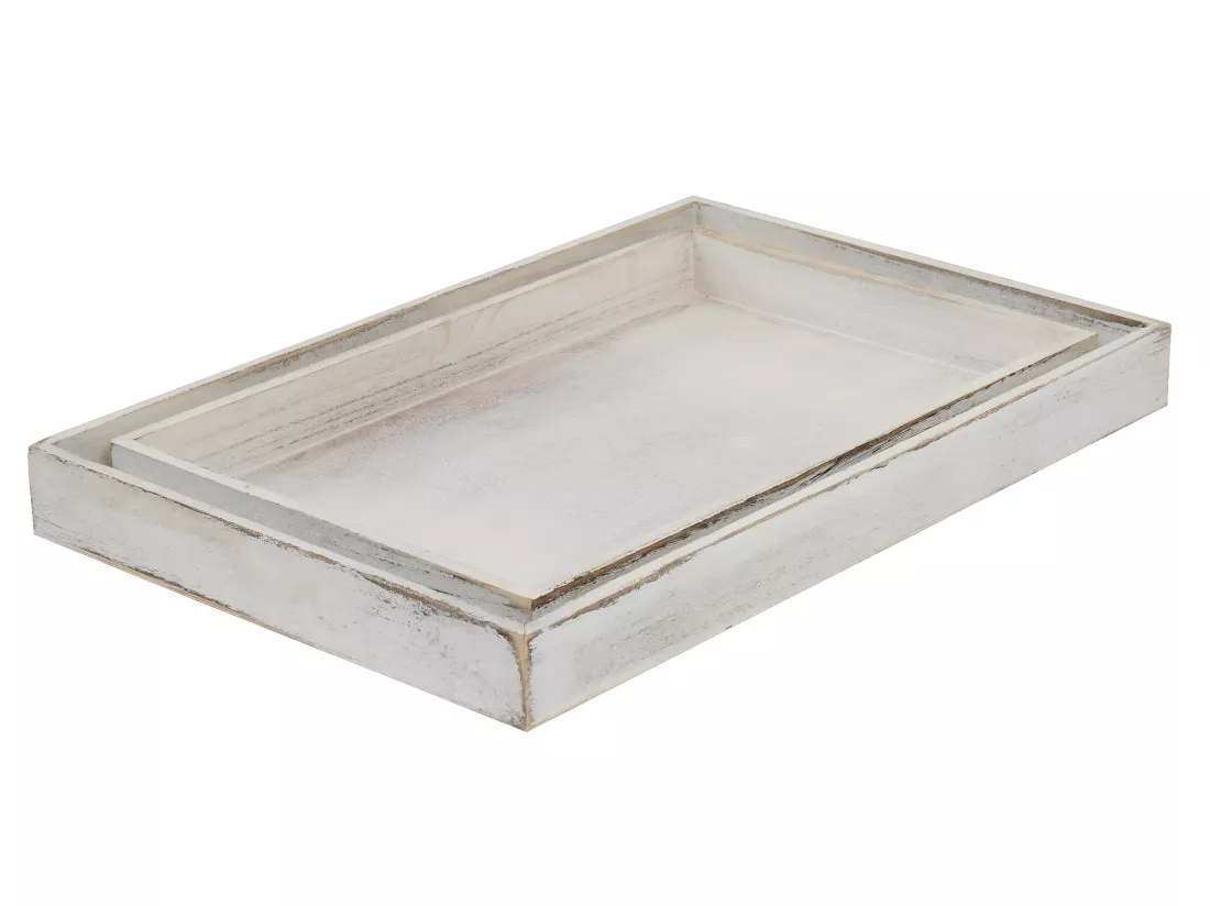 Lot de 2 plateaux bois blanche 42 x 27 x 4 cm 04_0002972