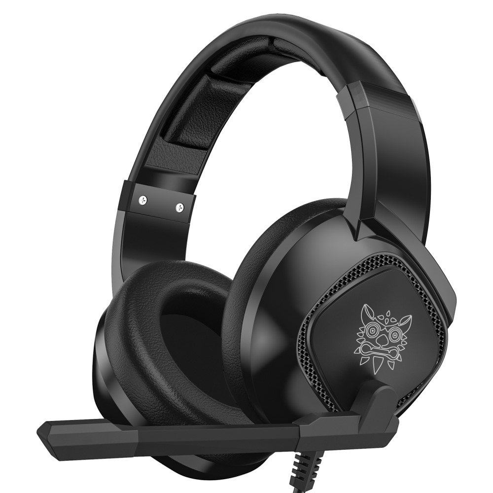K19 Gaming USB Kopfhörer Over-Ear LED Stereo Headset mit Mikrofon   3.5mm Klinken Anschluss - Schwarz