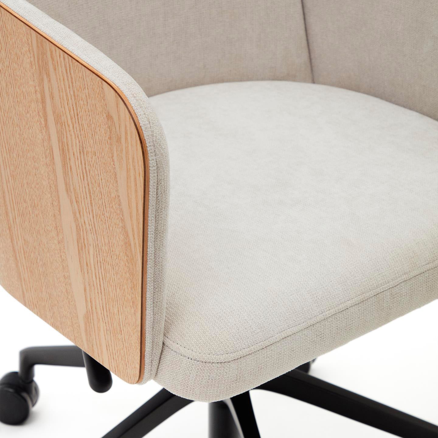 Kave Home Schreibtischdrehstuhl MADAI beige/braun/schwarz