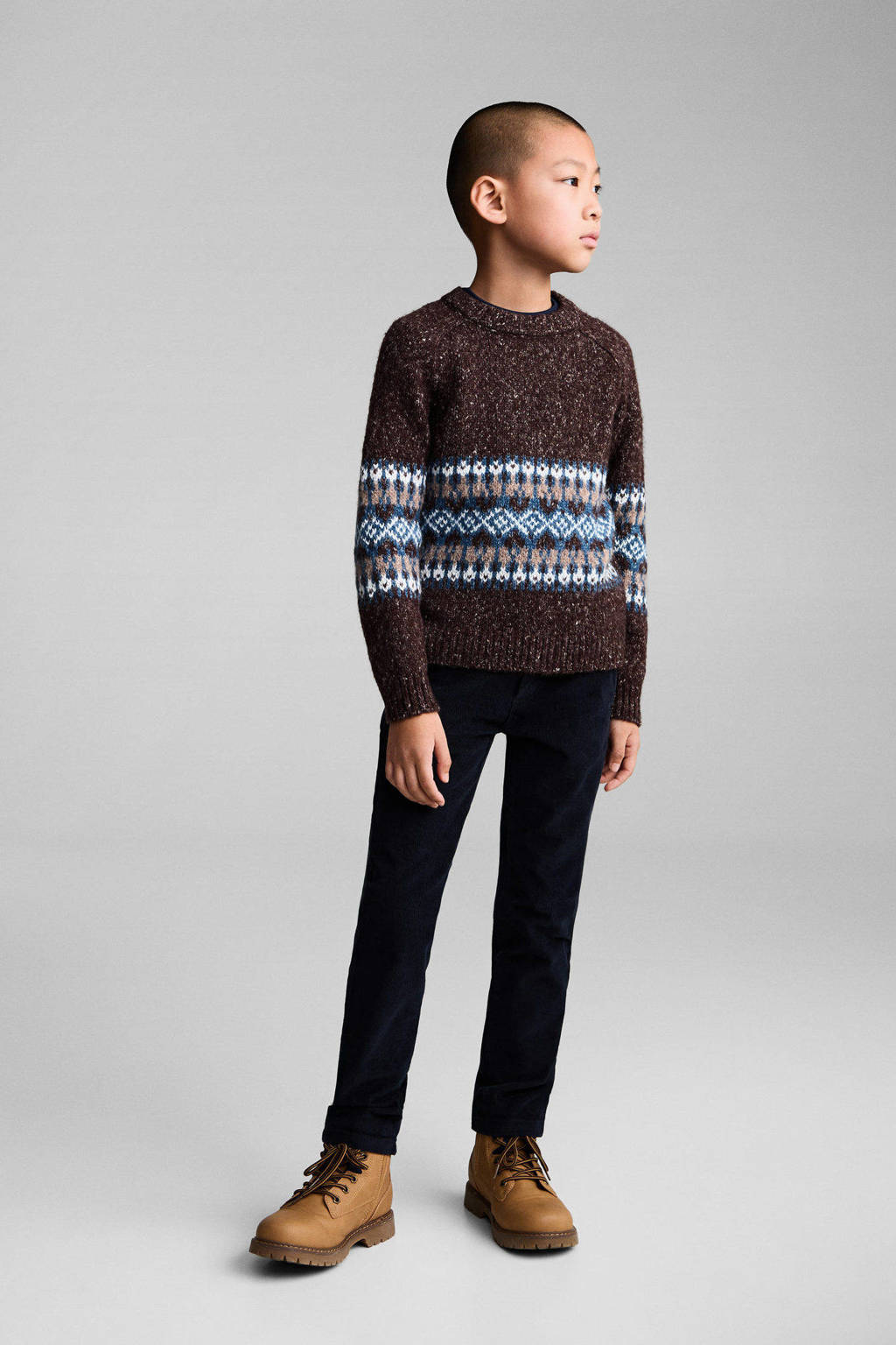 Mango Kids trui donkerrood gebreid