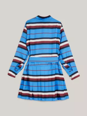 Vestido camisa com estampa de listras e modelagem relaxada
