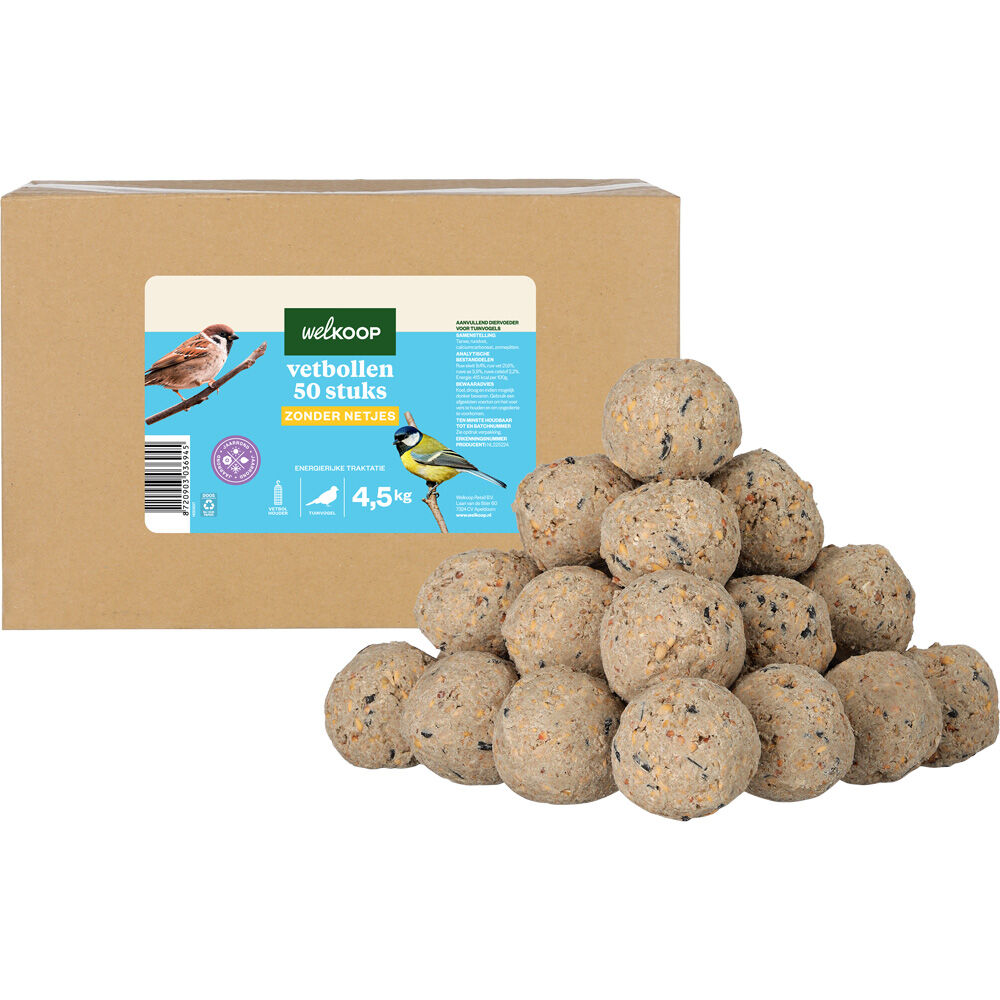 Welkoop - Vetbollen zonder netje in doos - Tuinvogelvoer - 4.5 Kilogram - Original