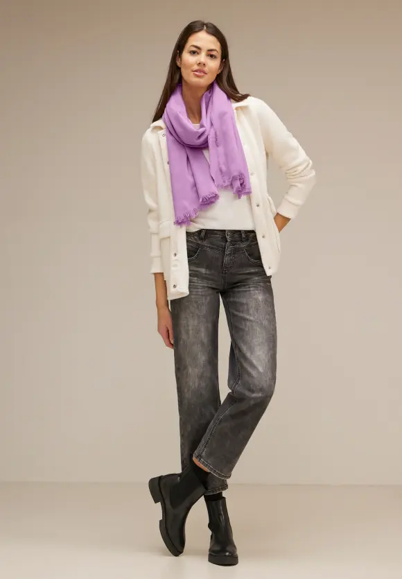 Cosy Schal mit Fransen - bright rose