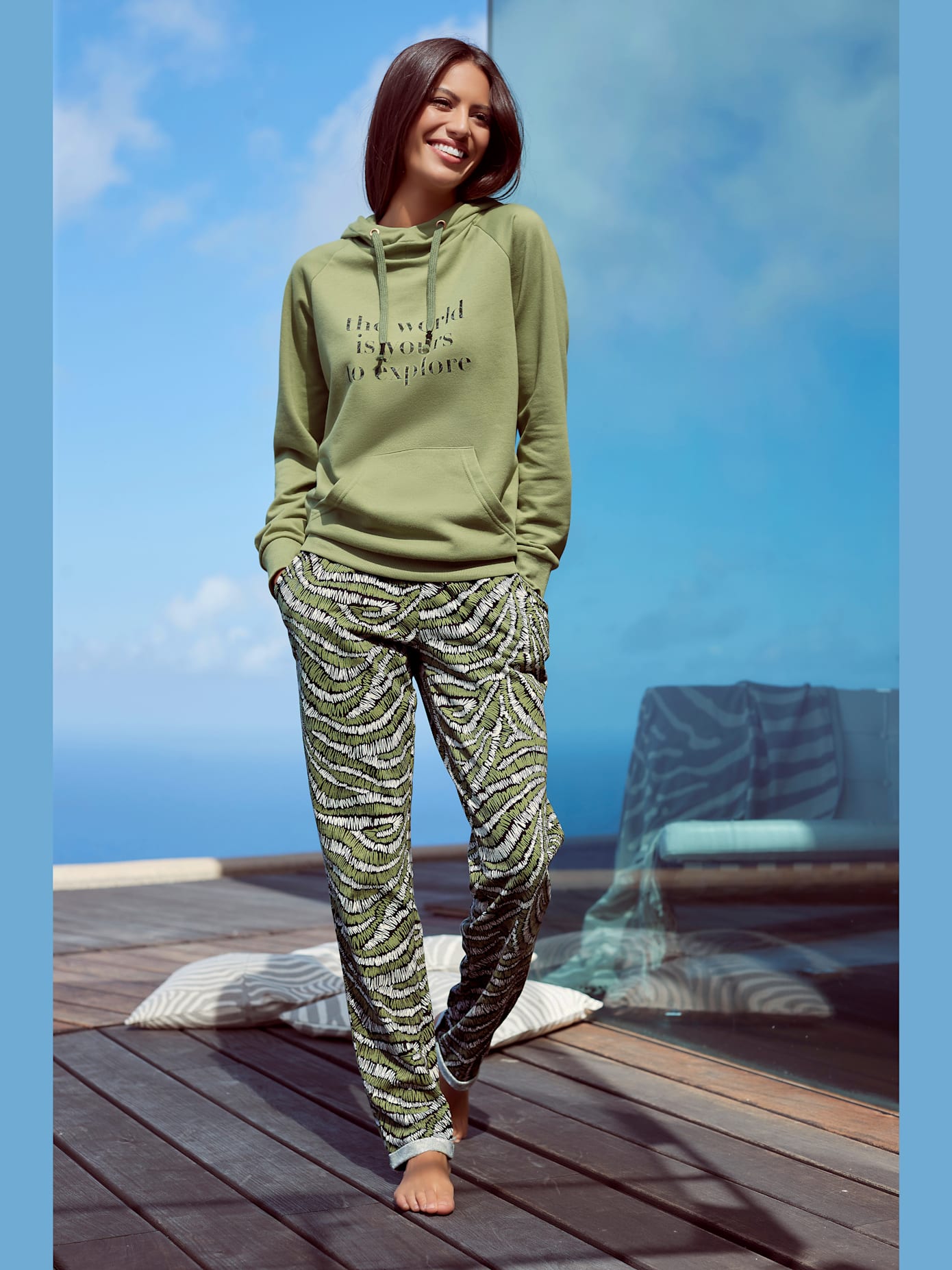 Pantalon molletonné confortable, poches fendues pratiques