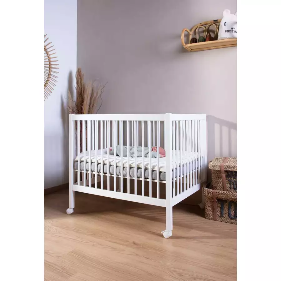 CHILDHOME Laufgitter 97 buche weiß 75 x 95 cm + Räder