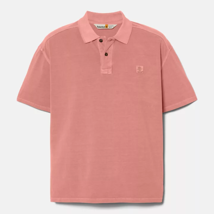 Polo court teint en plongée pour homme en rouge