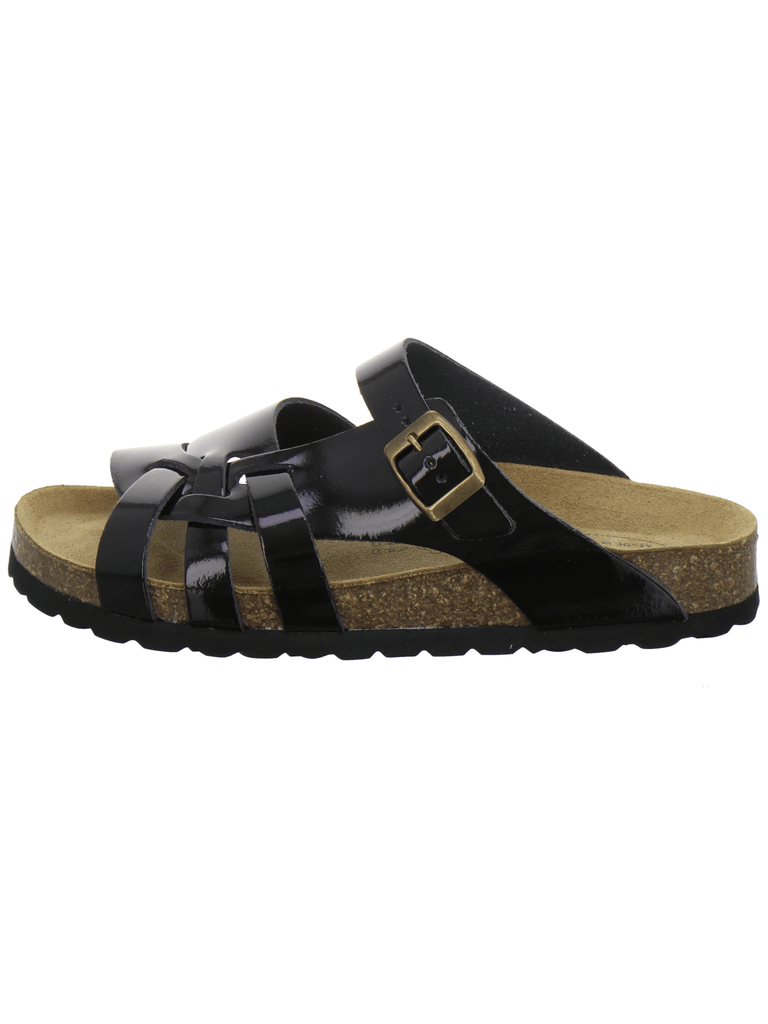 Pantoletten Damen Kralle schwarz Lack